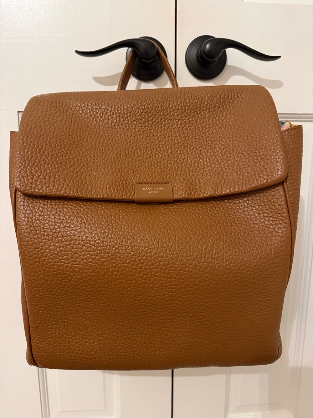 Storksak Tan Leather Backpack/ Diaperbag